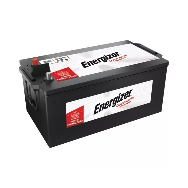 BATTERIE ECP4 12V 225AH 1150A + A GAUCHE SUR LARGEUR ENERGIZER COMMERCIAL PREMIUM