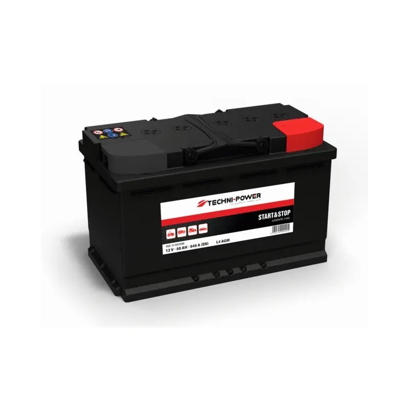 BATTERIE L4 AGM 12V 80Ah 840A EN +DROITE TECHNI-POWER