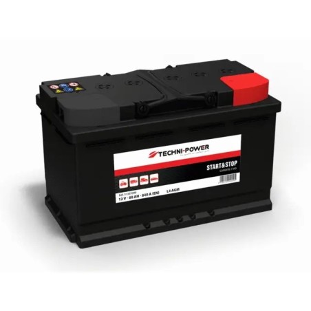BATTERIE L4 AGM 12V 80Ah 840A EN +DROITE TECHNI-POWER