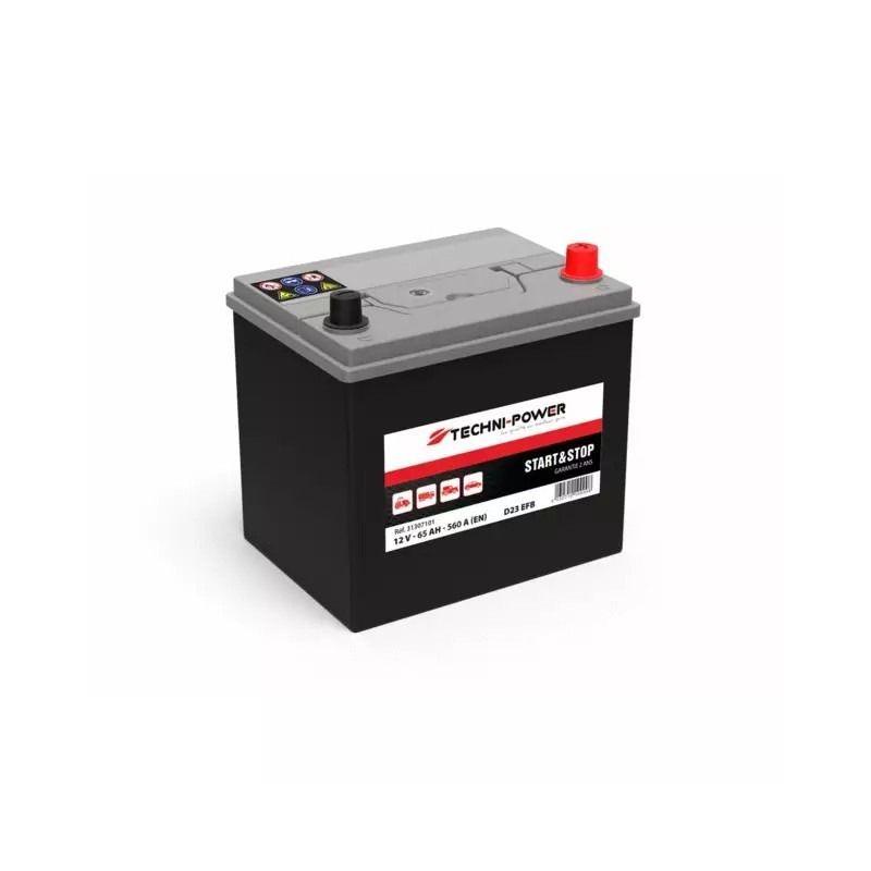 BATTERIE D23 EFB 12V 65AH 560A EN + A DROITE TECHNI-POWER