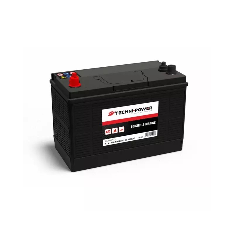 BATTERIE LOISIRS GR31 12V 100AH DOUBLE BORNES + A GAUCHE TECHNI-POWER