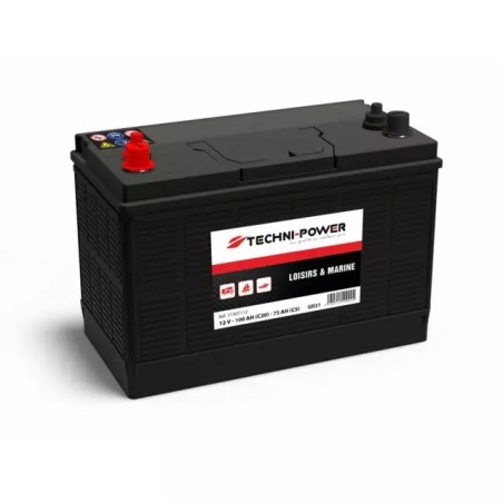 BATTERIE LOISIRS GR31 12V 100AH DOUBLE BORNES + A GAUCHE TECHNI-POWER