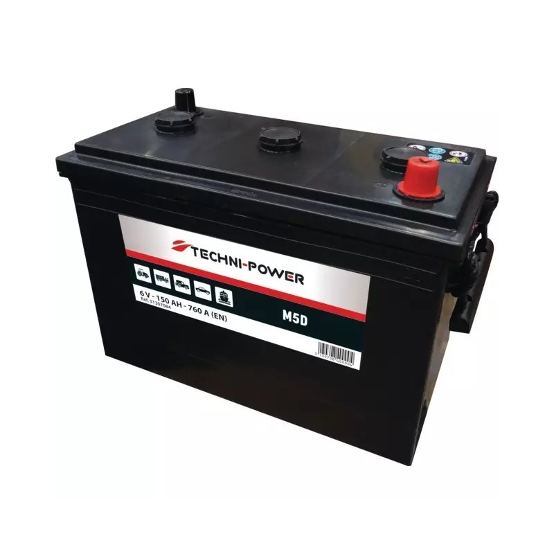 BATTERIE M5 6V 150AH 760A EN + EN DIAGONALE TECHNI-POWER
