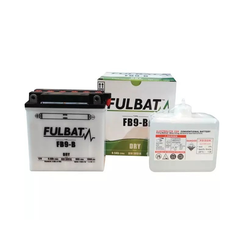 BATTERIE 12V 9AH 115A TYPE 12N9-4B-1 + A GAUCHE AVEC PACK ACIDE FULBAT