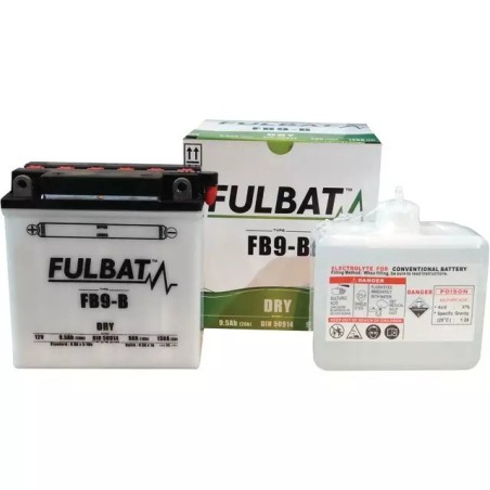 BATTERIE 12V 9AH 115A TYPE 12N9-4B-1 + A GAUCHE AVEC PACK ACIDE FULBAT