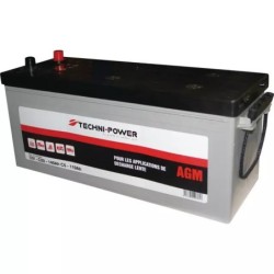 BATTERIE 12V 135AH DECHARGE LENTE AGM LOISIR + A GAUCHE TECHNI POWER