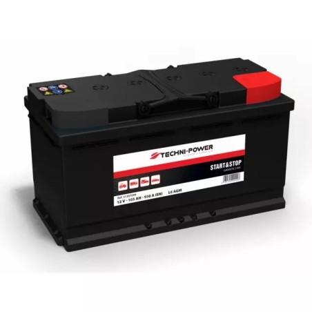 BATTERIE L6 AGM 12V 105AH 950A EN + A DROITE TECHNI-POWER