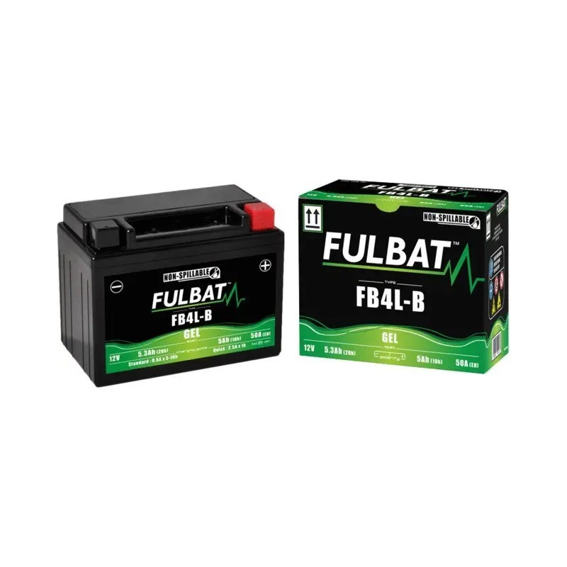 BATTERIE GEL 12V 5,3AH 50A TYPE FB4L-B + A DROITE FULBAT