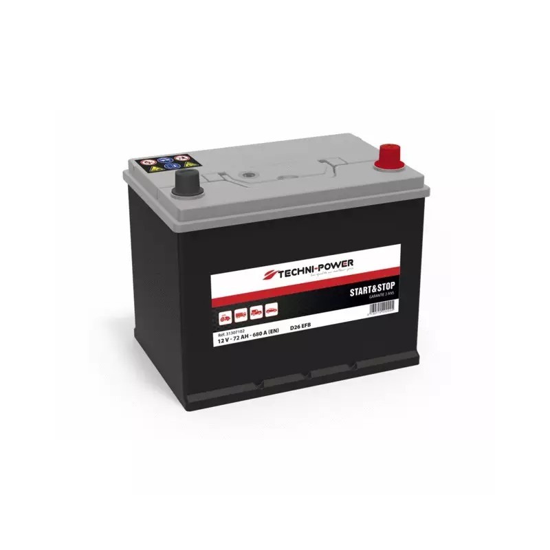 BATTERIE D26 EFB 12V 72AH 680A EN + A DROITE TECHNI-POWER