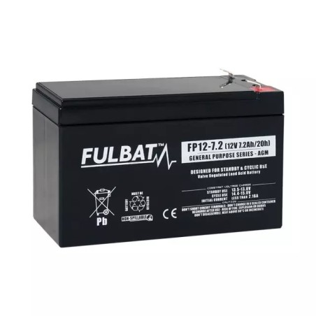 BATTERIE GEL 12V 7,2AH 20A TYPE CP7-12 FULBAT