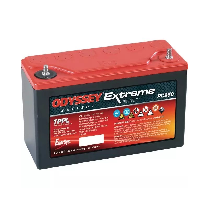 BATTERIE 12V 34AH 400A + A DROITE ODYSSEY ODS-AGM30E (PC950)