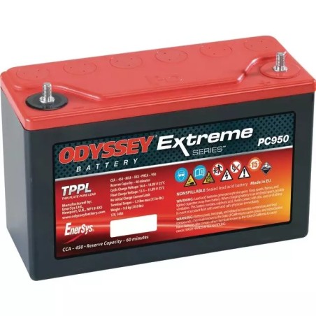 BATTERIE 12V 34AH 400A + A DROITE ODYSSEY ODS-AGM30E (PC950)
