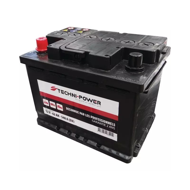 BATTERIE 12V 62AH 540A + A GAUCHE TECHNI-POWER