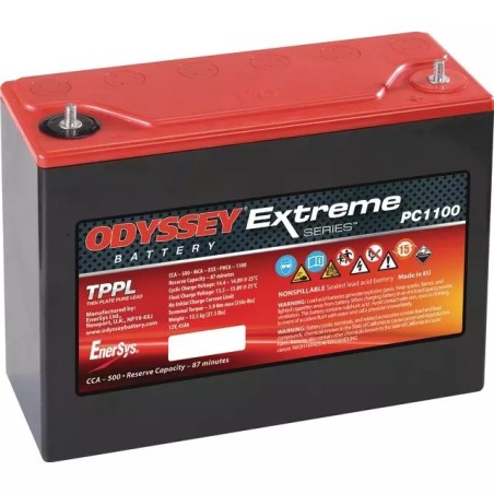 BATTERIE 12V 45AH 500A + A DROITE ODYSSEY ODS-AGM40E (PC1100)
