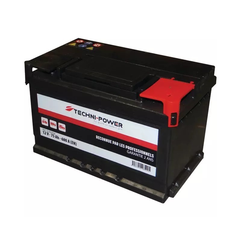 BATTERIE 12V 75AH 680A BAC BAS + A DROITE TECHNI-POWER
