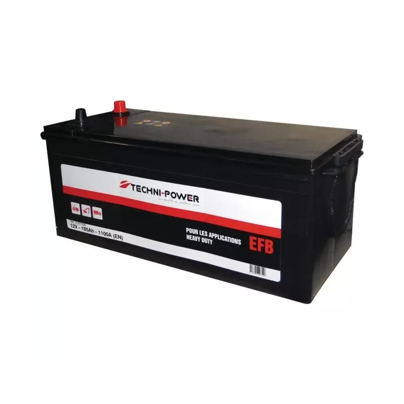 BATTERIE 12V 185AH 1100A + A GAUCHE EFB HEAVY DUTY TECHNI-POWER
