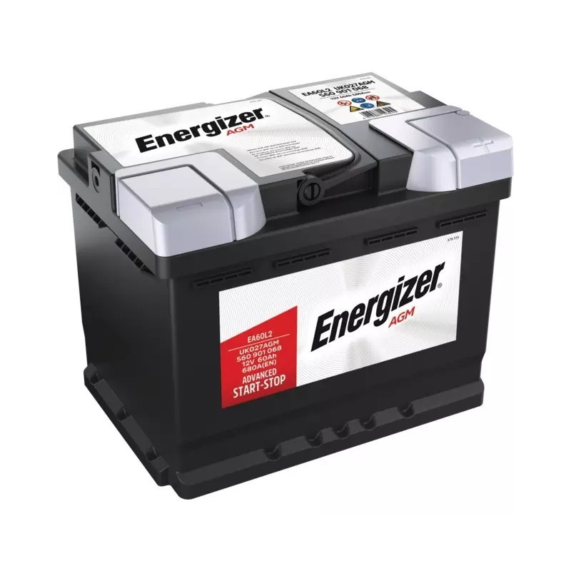 BATTERIE EA60L2 12V 60AH 680A EN + A DROITE AGM ENERGIZER