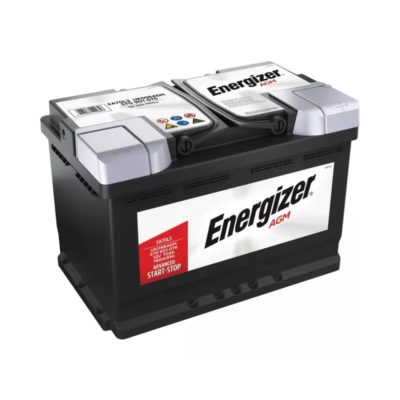 BATTERIE EA70L3 12V 70AH 760A EN + A DROITE AGM ENERGIZER