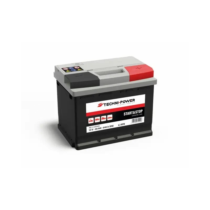 BATTERIE L2 EFB 12V 60Ah 640A EN +DROITE TECHNI-POWER