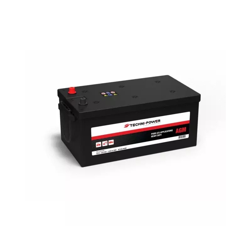 BATTERIE M16G-AGM 12V 220AH 1400A EN + A GAUCHE TECHNI-POWER