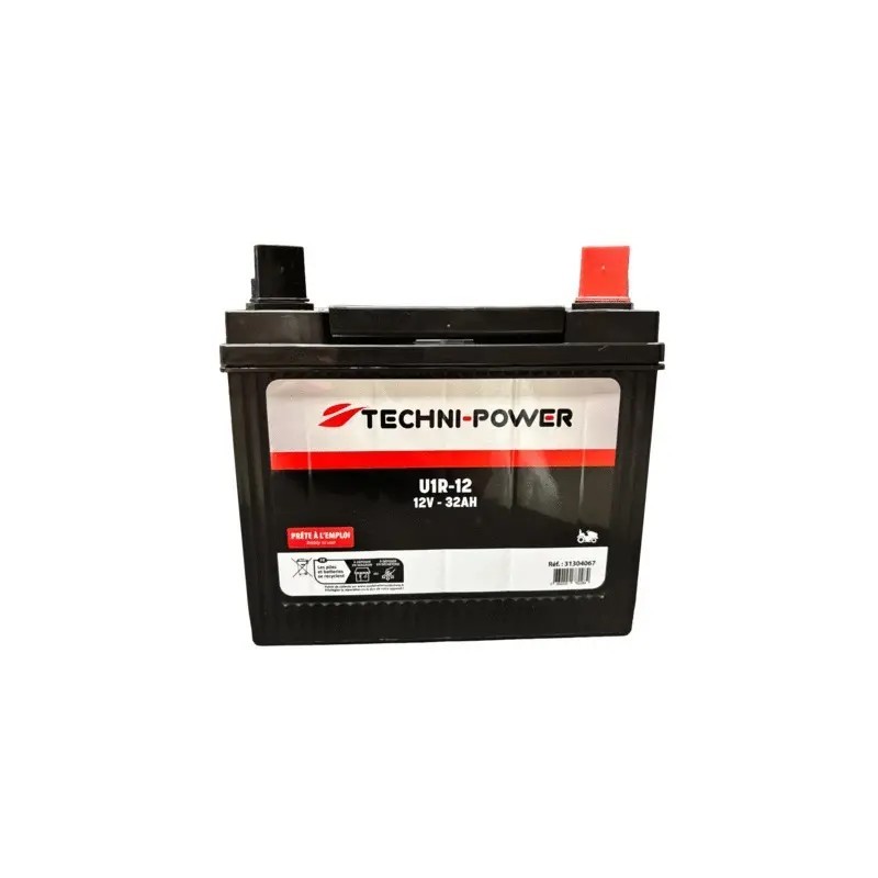 BATTERIE HUMIDE SANS ENTRETIEN 12V 32AH 400A TYPE U1R-12 + A DROITE TECHNI-POWER
