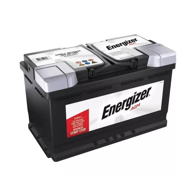 BATTERIE EA80L4 12V 80AH 800A EN + A DROITE AGM ENERGIZER