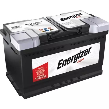 BATTERIE EA80L4 12V 80AH 800A EN + A DROITE AGM ENERGIZER