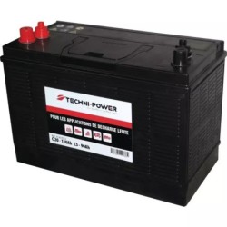 BATTERIE 12V 110AH DECHARGE LENTE DOUBLE BORNES + A GAUCHE TECHNI POWER