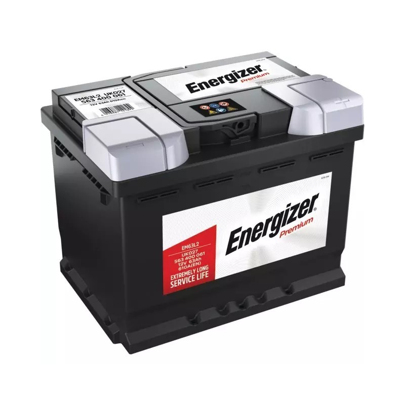 BATTERIE EM63L2 12V 63AH 610A EN + A DROITE ENERGIZER PREMIUM