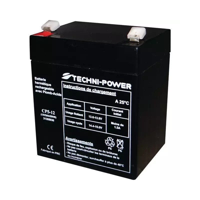 BATTERIE GEL 12V 5AH TYPE CP5-12 + A GAUCHE FULBAT