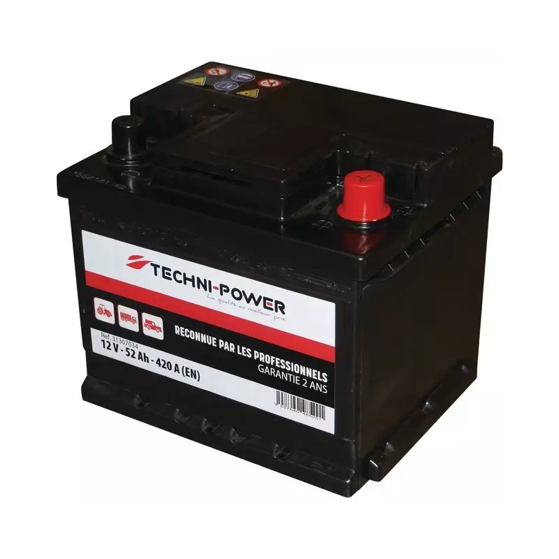 BATTERIE 12V 52AH 420A BAC BAS + A DROITE TECHNI-POWER
