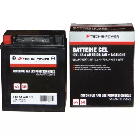 BATTERIE GEL 12V 12,6AH 155A FB12A-A/B (12N12A-4A-1) TECHNI-POWER