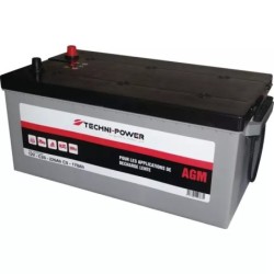 BATTERIE 12V 205AH DECHARGE LENTE AGM LOISIR + A GAUCHE TECHNI POWER