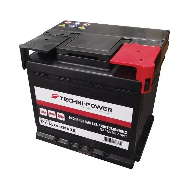BATTERIE 12V 52AH 420A + A DROITE TECHNI-POWER