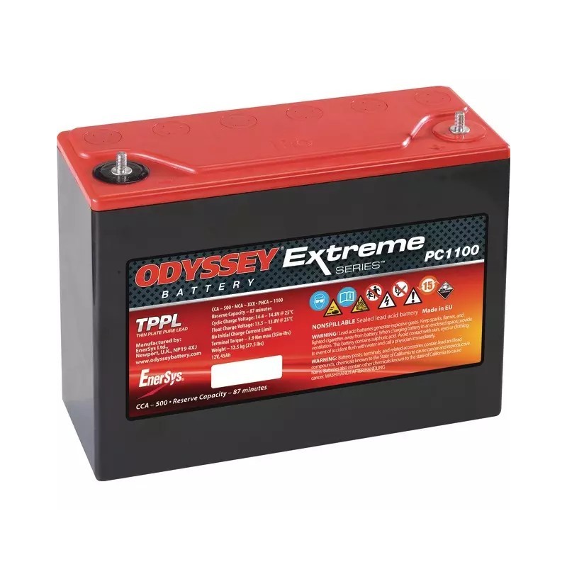 BATTERIE 12V 45AH 500A + A DROITE ODYSSEY ODS-AGM40E (PC1100)