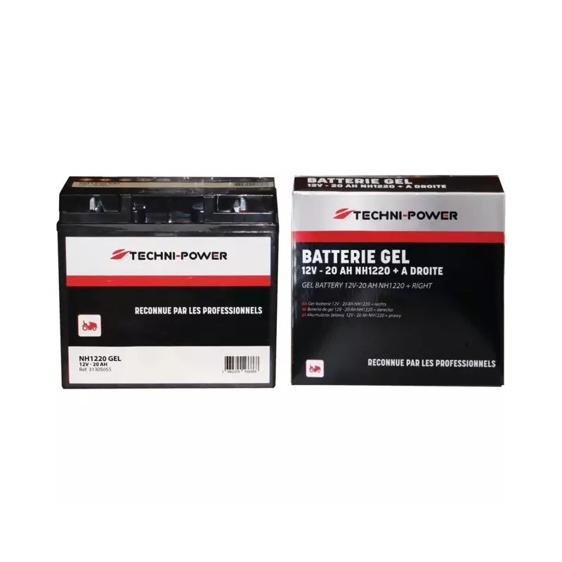 BATTERIE GEL 12V 20AH 180A TYPE NH1220 + A DROITE TECHNI-POWER