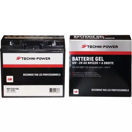 BATTERIE GEL 12V 20AH 180A TYPE NH1220 + A DROITE TECHNI-POWER