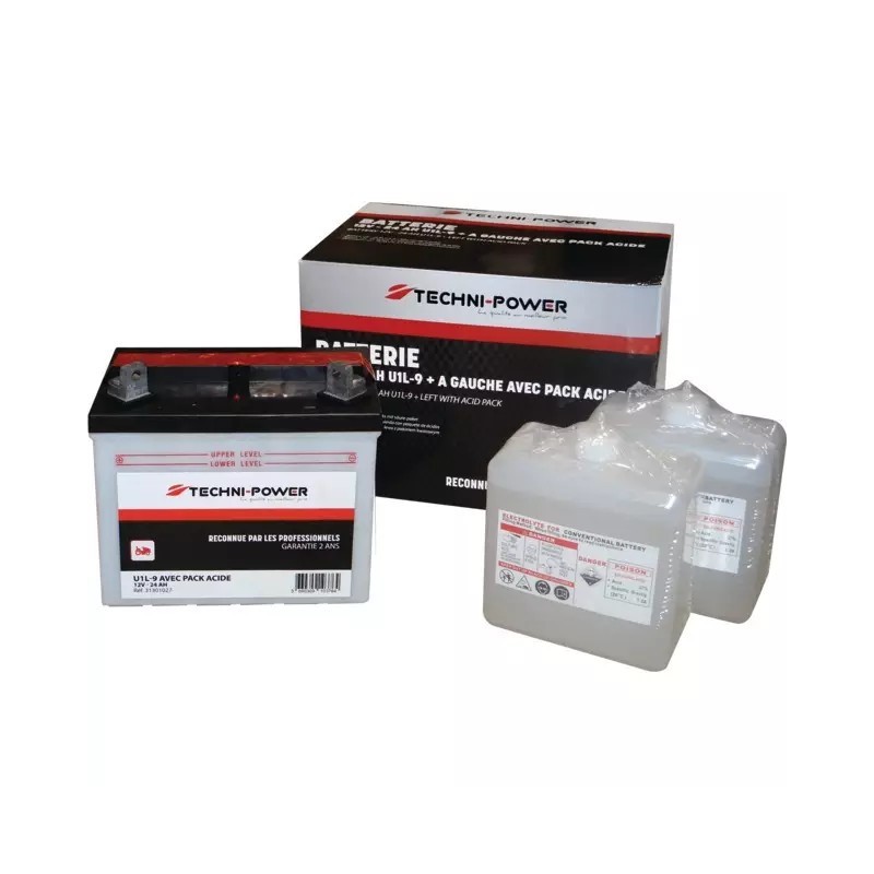 BATTERIE 12V 24AH 240A TYPE U1L-9 + A GAUCHE TECHNI-POWER