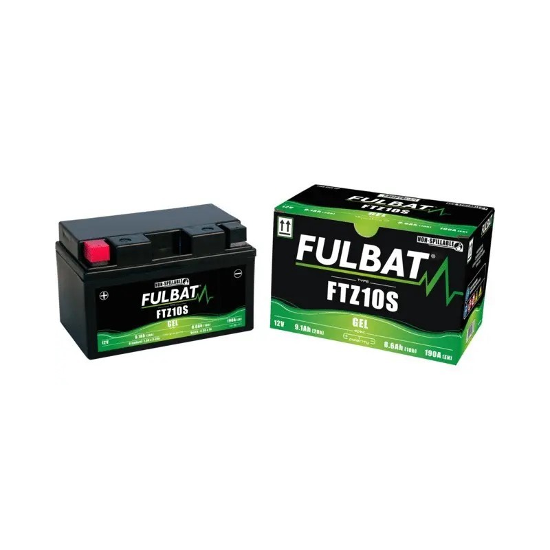 BATTERIE GEL 12V 8,6AH 190A TYPE YTZ10S + A GAUCHE FULBAT