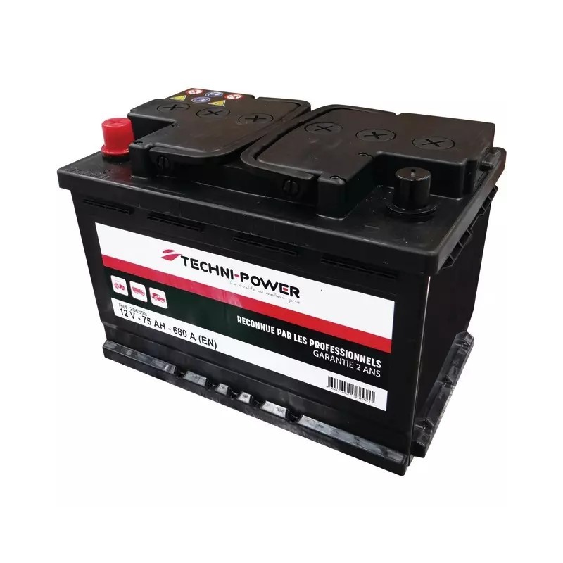 BATTERIE 12V 75AH 680A + A GAUCHE TECHNI-POWER