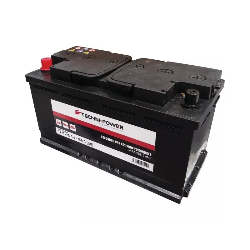 BATTERIE 12V 95AH 750A + A GAUCHE TECHNI-POWER
