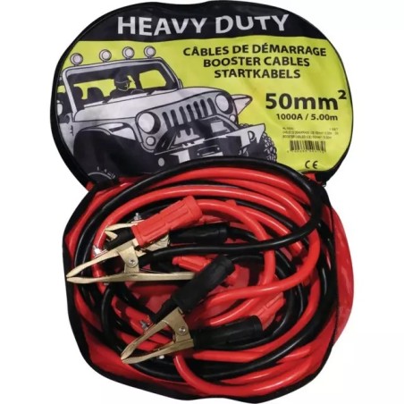 CABLE DE DEMARRAGE ALU 50 MM2 1000A PINCE LAITON 2X5M