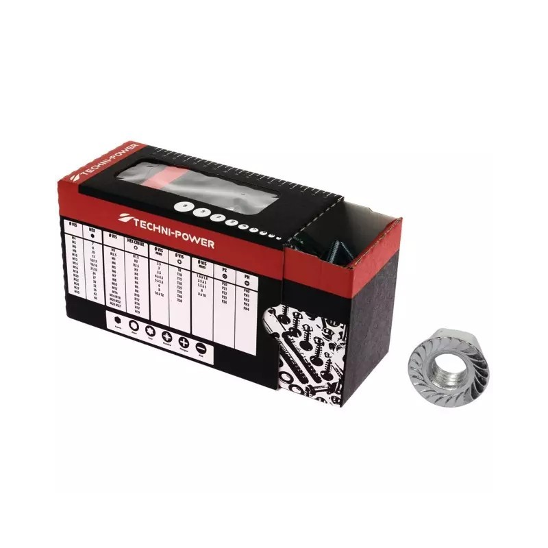 ECROU A EMBASE CRANTEE 6 MM ZINGUE 8.8 TECHNI-POWER