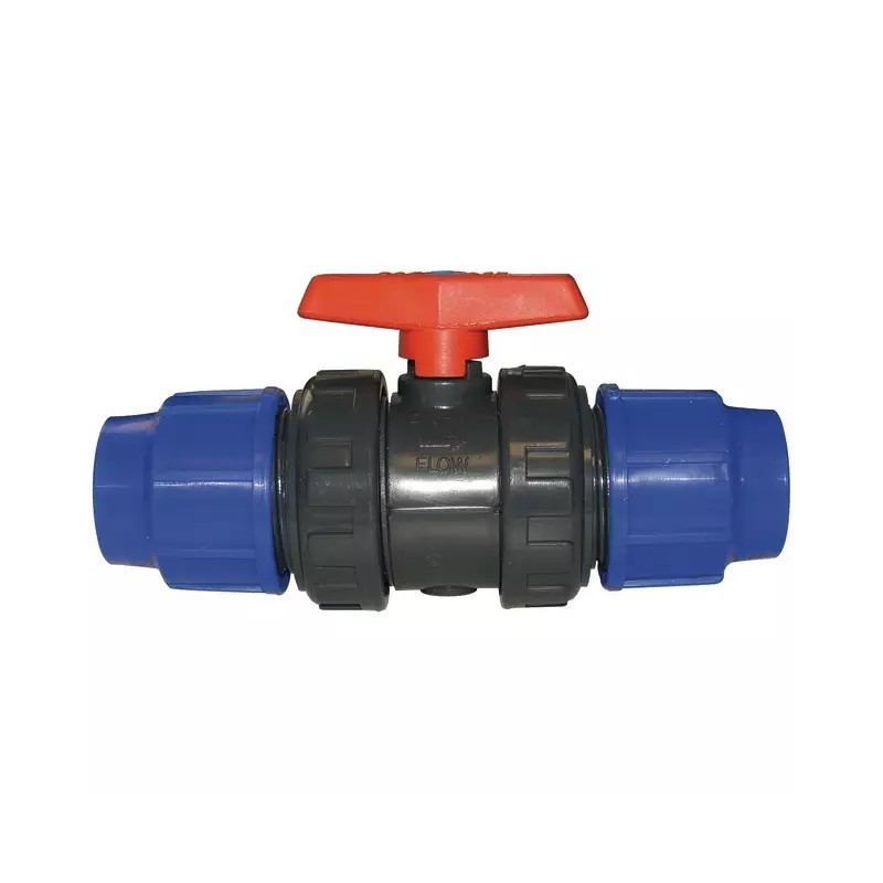VANNE A SPHERE PVC PN10 A COMPRESSION POUR T - ref. 33060130 | TP Agri