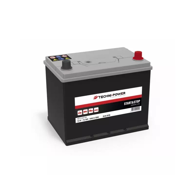 BATTERIE D26 EFB 12V 72AH 680A EN + A DROITE - ref. 31307102 | TP Agri