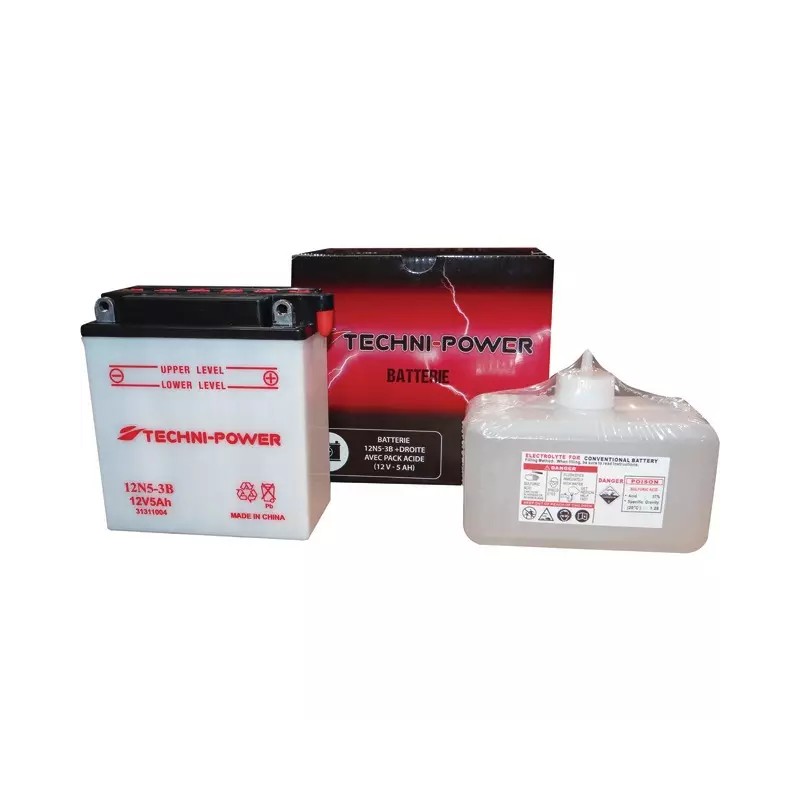 BATTERIE 12V 5AH 65A TYPE 12N5-3B + A DROITE - ref. 31311004 | TP Agri