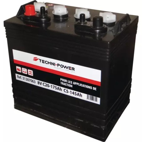 BATTERIE 8V 175AH DECHARGE LENTE TRACTION + - ref. 31307063 | TP Agri