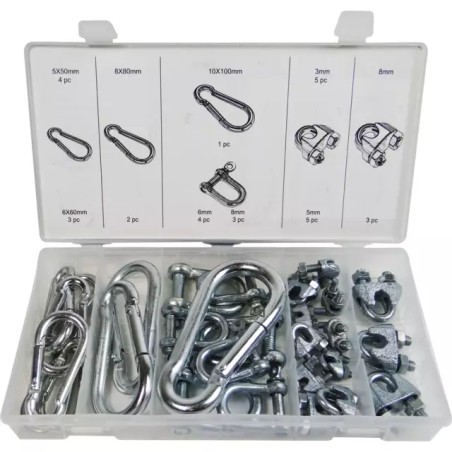 COFFRET 30 MANILLES ,MOUSQUETON, SERRE-CABLES - ref. 1830709 | TP Agri