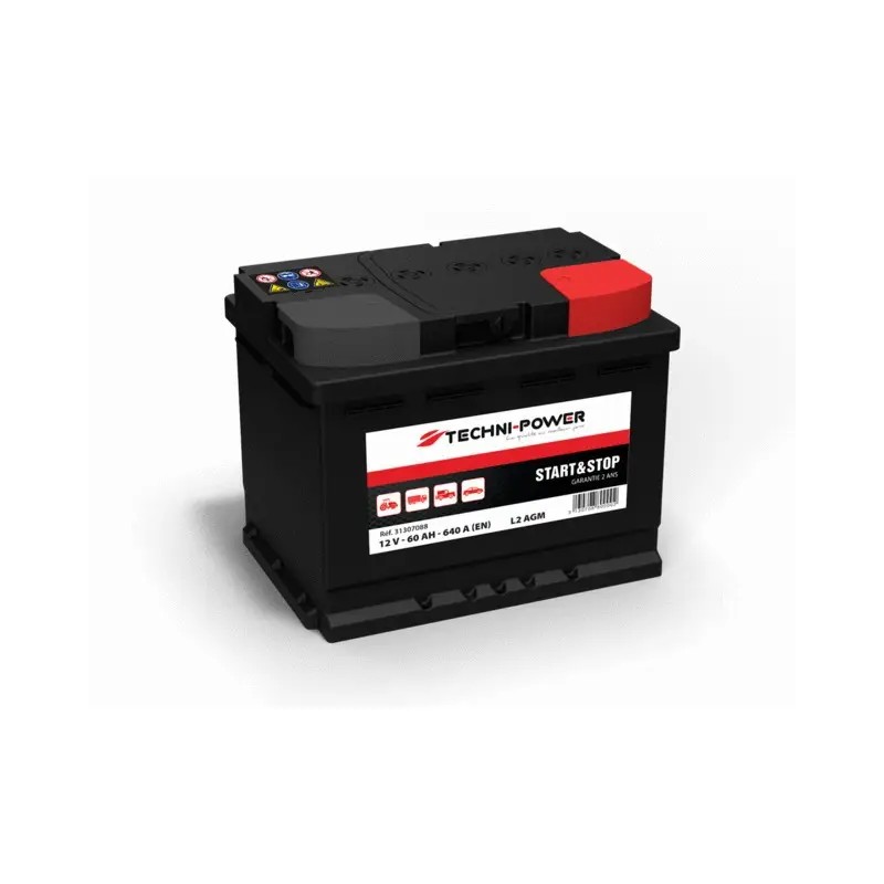 BATTERIE L2 AGM 12V 60Ah 640A EN +DROITE TEC - ref. 31307088 | TP Agri