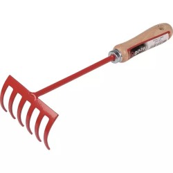 RATEAU A FLEURS 6 DENTS 30CM AVEC MANCHE BOIS - ref. 2424308 | TP Agri